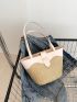 Small Straw Bag Colorblock Double Handle