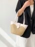 Small Straw Bag Colorblock Double Handle