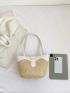 Small Straw Bag Colorblock Double Handle