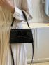 Small Square Bag Elegant Crocodile Embossed Flap PU