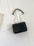 Mini Square Bag Black Crocodile Embossed Heart Decor Chain PU