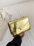 Mini Square Bag Crocodile Embossed Heart Decor Metallic PU Funky