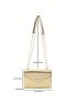 Mini Square Bag Crocodile Embossed Metal Decor Flap Chain Strap