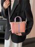 Small Straw Bag Colorblock Double Handle