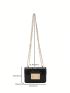 Crocodile Embossed Square Bag Mini Black