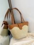 Medium Straw Bag Two Tone