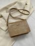 Crocodile Embossed Square Bag Flap Mini