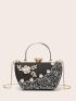 Glitter Rhinestone Decor Box Bag Small Glamorous