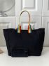 Rainbow Striped Handle Shopper Bag Small Black