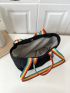 Rainbow Striped Handle Shopper Bag Small Black