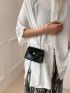 Mini Square Bag Crocodile Embossed Black