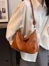 Minimalist Hobo Bag Medium Zipper Brown