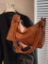 Minimalist Hobo Bag Medium Zipper Brown