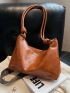 Minimalist Hobo Bag Medium Zipper Brown