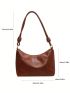 Minimalist Hobo Bag Medium Zipper Brown