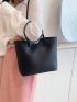 Minimalist Shoulder Tote Bag Double Handle Small With Inner Pouch