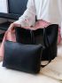 Minimalist Shoulder Tote Bag Double Handle Small With Inner Pouch