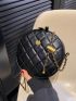 Quilted Circle Bag Mini Flower Zipper