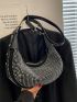 Studded Decor Hobo Bag Medium Zipper