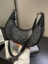 Studded Decor Hobo Bag Medium Zipper