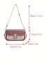 Letter Embroidery Square Bag Metal Decor Chain Strap For Daily