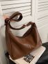 Minimalist Hobo Bag Medium Zipper Brown