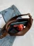 Minimalist Hobo Bag Medium Zipper Brown