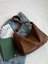 Minimalist Hobo Bag Medium Zipper Brown