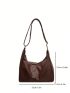 Minimalist Hobo Bag Medium Zipper Brown