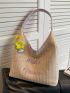 Letter Embroidered Straw Bag Large Capacity With Bag Charm