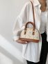 Flower Embroidered Straw Bag Small Double Handle