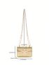 Mini Square Bag Crocodile Embossed Flap Chain Metallic PU Funky