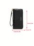 Crocodile Embossed Long Wallet Zipper Black