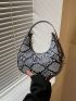 Snakeskin Embossed Hobo Bag Mini Zipper