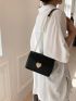 Crocodile Embossed Square Bag Mini Flap Black