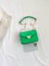 Mini Square Bag Crocodile Embossed Heart Decor Metallic PU Funky