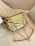 Mini Square Bag Crocodile Embossed Metal Decor Flap Chain Strap