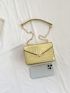 Mini Square Bag Crocodile Embossed Heart Decor Metallic PU Funky