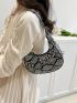 Snakeskin Embossed Hobo Bag Mini Zipper