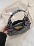 Snakeskin Embossed Hobo Bag Mini Zipper