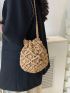 Small Crochet Bag Hollow Out Drawstring For Vacation