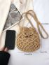 Small Crochet Bag Hollow Out Drawstring For Vacation