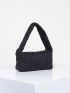Mini Straw Bag Black Minimalist Top Handle For Vacation