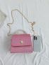 Mini Square Bag Baby Pink Faux Pearl Decor Flap