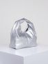 Medium Hobo Bag Silver Minimalist Top Handle For Daily