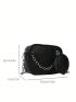 Black Square Bag Chain Decor Adjustable Strap With Coin Purse For Daily