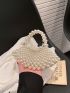 Small Novelty Bag Faux Pearl Decor Double Handle For Vacation