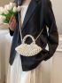 Small Novelty Bag Faux Pearl Decor Double Handle For Vacation