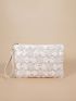 Medium Square Bag Beige Sequins Decor For Party