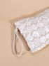 Medium Square Bag Beige Sequins Decor For Party